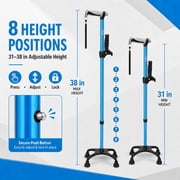 Healthbazaar Adjustable Lightweight Quad Cane for Women and Men, Blue