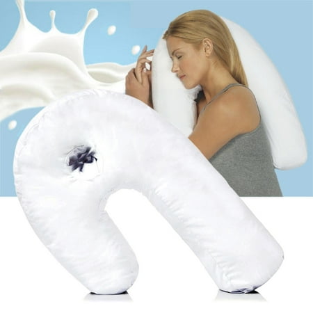 Side Sleeper Pillow, U-Shape Contour Pillow with Ear Pocket Relieve Neck Shoulder Back Pain, Cotton Cover and Firm Fiber (Best Contour Pillow For Neck Pain)