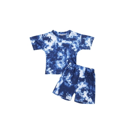 

Xiaoluokaixin Kids Summer Clothes Baby Girls Boy Tie Dye Clothing Sets Short Sleeve T-Shirts Tops+Shorts for 1-5Y cqH