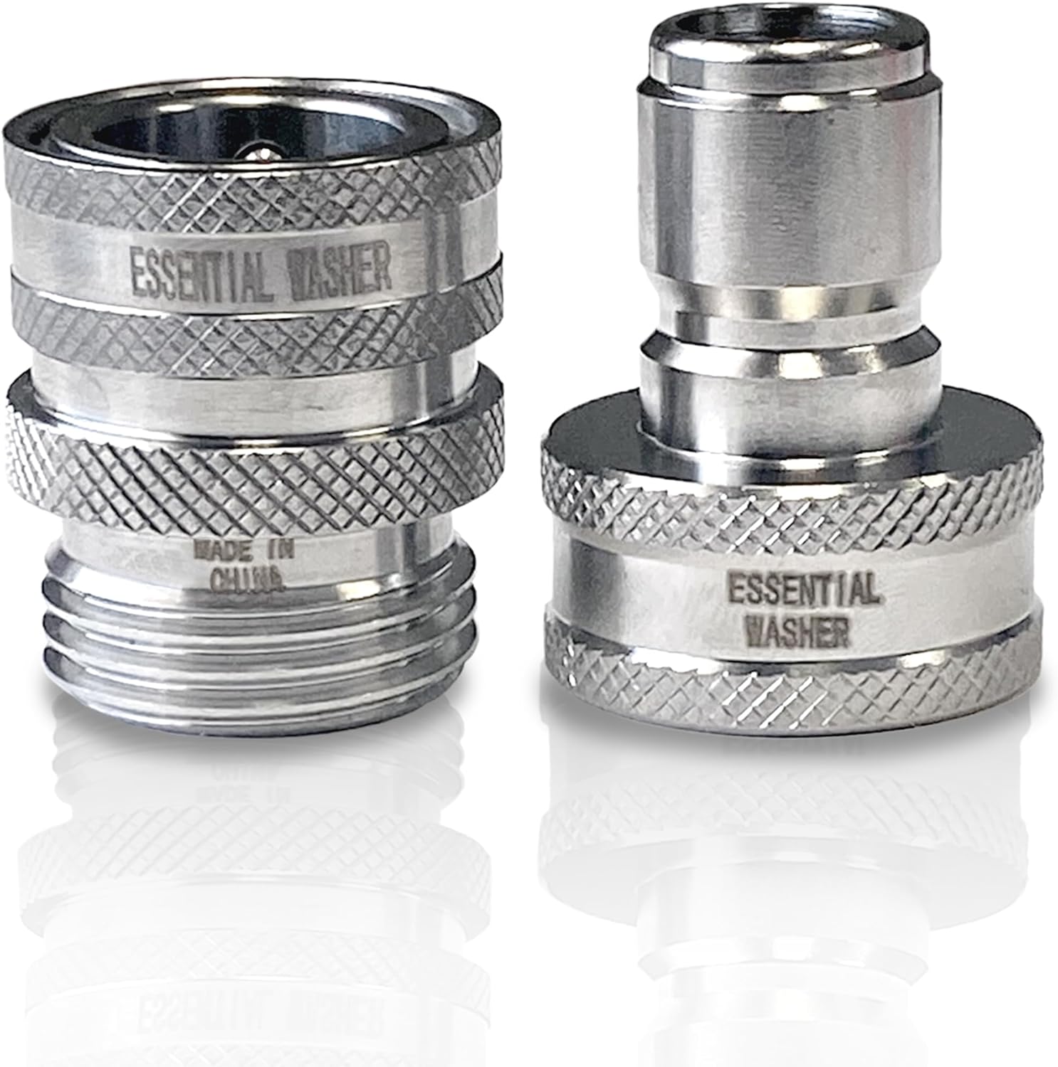 HRTGFD-Essential Washer Stainless Steel ¾” Garden Hose Quick Connect Fittings | One Hand Operation Design | Plug & Coupler Set Of 1
