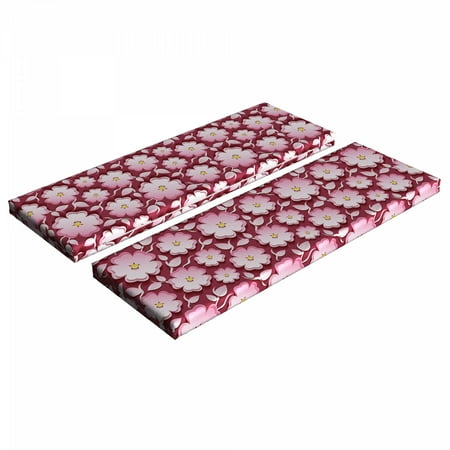 

East Bench Cushion Set of 2 Abstract Romantic Floral Arrangement 3D Style Japanese Cherry Tree Flowers Standard Size Foam Pad and Decorative Cover Pink Yellow Maroon by Ambesonne