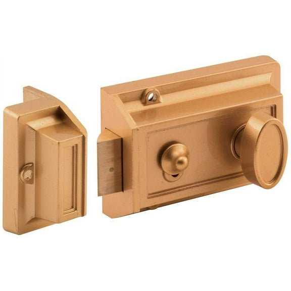 Prime-Line Products U 9967 Prime-Line Single Night Latch and Locking Cylinder, Die Cast, Brass