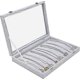 thumbnail image 1 of BELLE Vous Gray Velvet Necklace Box with 20 Notches and Latching Glass Lid - Stackable Jewelry Tray for Drawer - for Necklace, Bracelets, Earrings and, 1 of 5