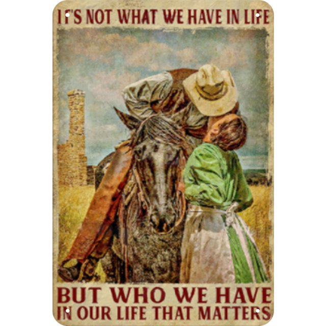 Metal Cowboy Sign Letrero Hojalata Rectangular Iron Bar La Pared Decoración30x40cm