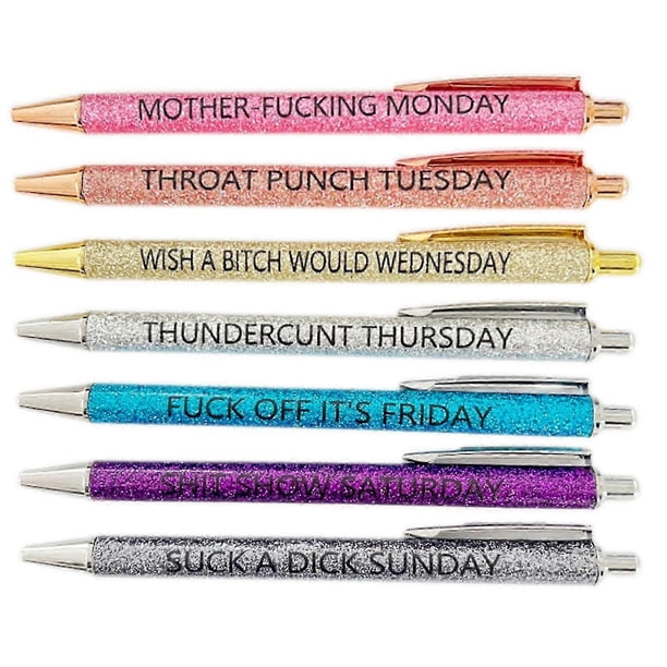 Ballpoint Pen Set for Students Days Of the Week Metal Glitter Ballpoint Pens for Men Women