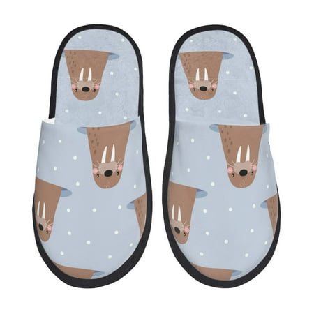 Balery Playful Walrus Wonders Slient Indoor Furry Fleece Comfort House Shoes Soft Non-Slip Home Shoes Cotton slippers House Slippers-- Large
