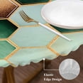 thumbnail image 4 of Geometric Pattern Round Fitted Table Cover Green Brown Hexagon Collage Art Waterproof Table Cloth with Elastic Edge Wipeable Tablecloth for Picnic Camping Party Fits 36"-44" Diameter, 4 of 8