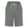 thumbnail image 4 of CaComMARK PI Shorts for Men Waffle Beach Shorts Fashion Casual Drawstring Elastic Printing Design with Pockets Shorts Light Gray 10(XL), 4 of 6