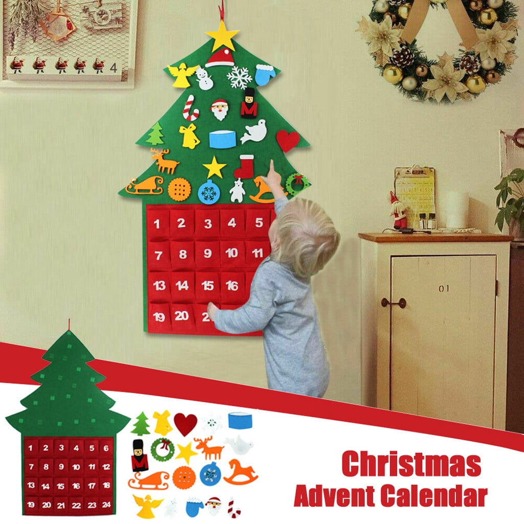 Christmas Decorations Large Felts Christmas Advent Calendar With Pockets Walmart Com