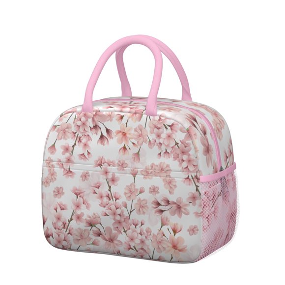 Sac à Lunch à Fermeture Éclair Fleurs de Printemps – Sac Thermique Isolé Portable pour le Travail des Femmes et les Week-Ends