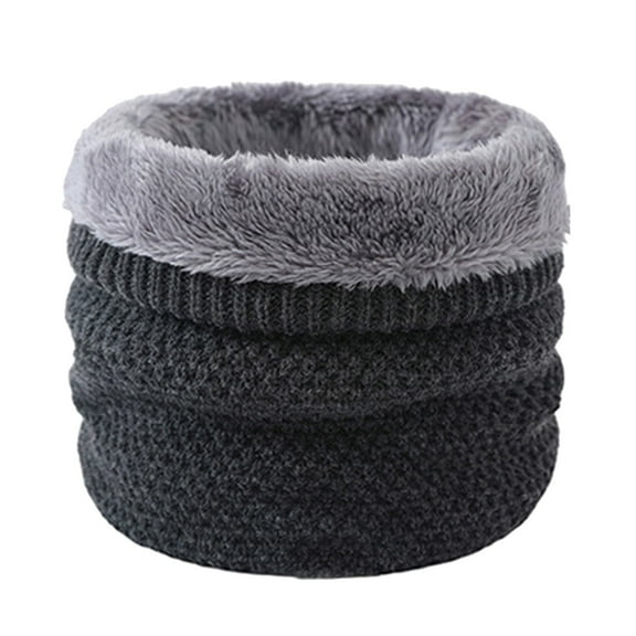 Prolriy Neck Warmer Acrylic Scarf Warm Fleece Neck Sleeve High Neck Thickened Wool Single Loop Sleeve Scarf for Women Dark Gray