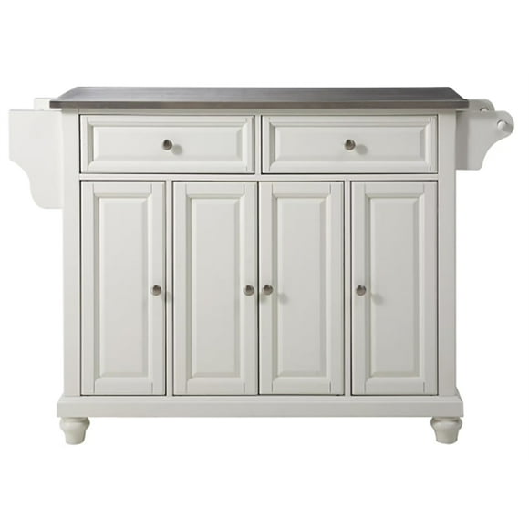 Crosley Furniture Cambridge Wood Kitchen Island in White/Silver
