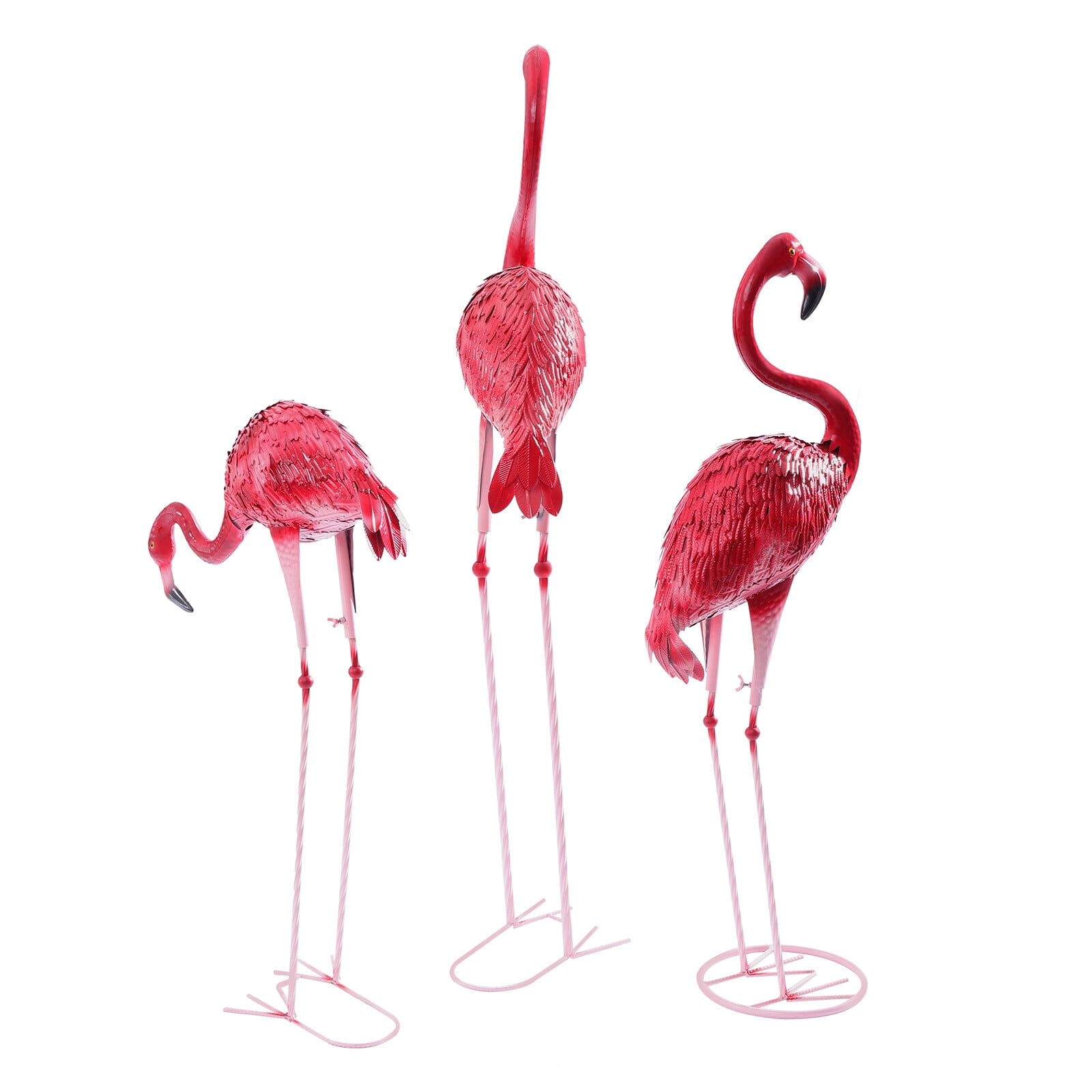 3PCS Large Flamingo Garden Statue Flamingo Yard Decoration Metal Lawn Art Flamingo Sculpture Ornaments for Home Outdoor Patio Backyard Decoration