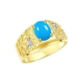 thumbnail image 3 of RYLOS Men's Rings 14K Yellow Gold Designer Nugget Ring Oval 9X7MM Gemstone & Diamonds  Turquoise December Birthstone Rings For Man Size 13, 3 of 7