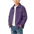thumbnail image 4 of Girls Corduroy Shirts Long Sleeve Button Down Soft Casual Kids Fall Shirts Purple 13-14 Years, 4 of 9