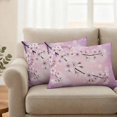 thumbnail image 2 of Spring Flowers Pillow Covers 2 Pack Japanese Cherry Blossom Watercolor Flowers Purple Pillowcase Waterproof Outdoor Throw Pillow Cover for Patio Balcony Rectangular Cushion 20”x12”, 2 of 9