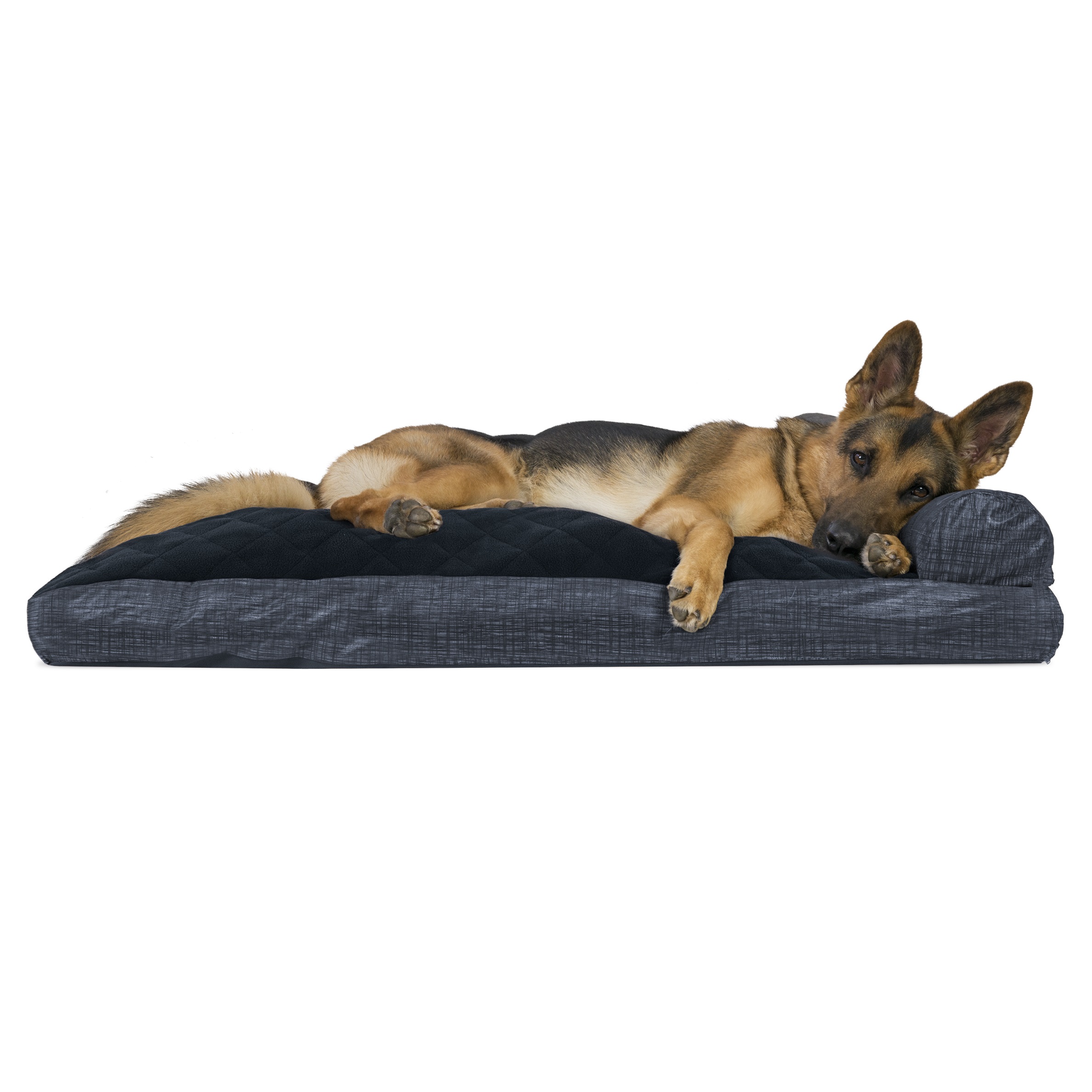 Furhaven Pet Dog Bed Quilted Fleece Print Suede Chaise Lounge