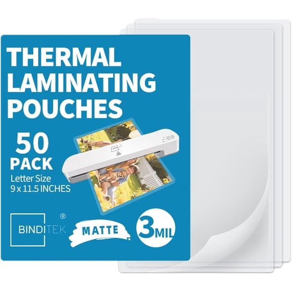 Matte Laminating Sheets, 3 Mil 50 Pack, 9 x 11.5 Inches Matte Thermal Laminating Pouches, Fits 8.5 x 11 Letter Size - Glare Free, Writable, Heat Seal