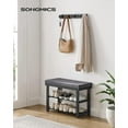 thumbnail image 2 of SONGMICS Bamboo Shoe Bench, 2-Tier Shoe Rack, 11.4 x 28 x 19.3 Inches, Black and Gray, 2 of 6