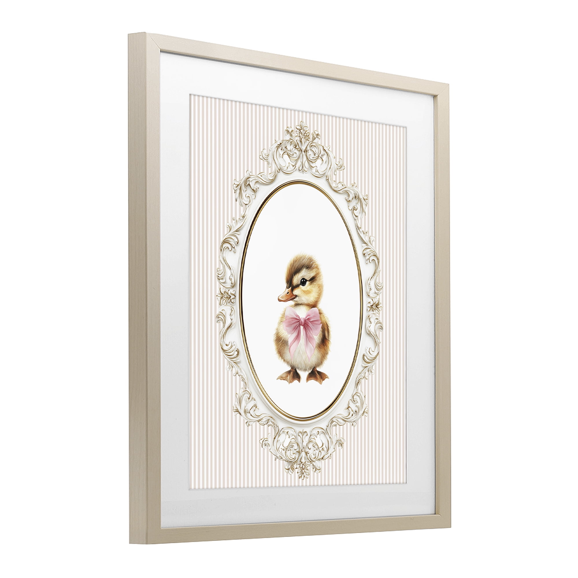 Stupell Industries Spring Gingham Baby Duck Birch Framed Print Under Glass, design by Christine Simpson Art