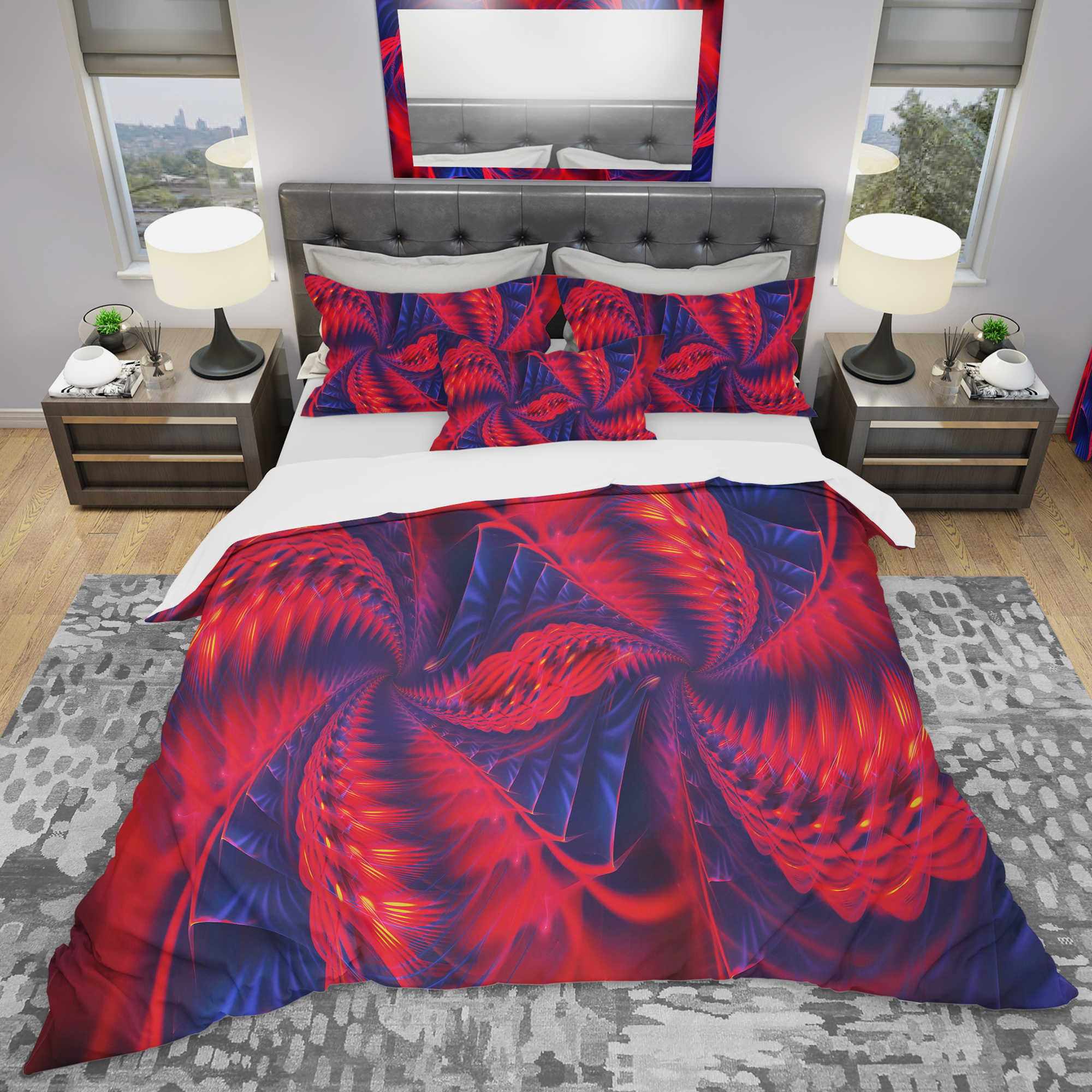 Designart 'Red and Purple Pinwheels' Modern & Contemporary Duvet Cover Set