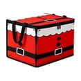 thumbnail image 2 of Yardvibe Christmas Santa Storage Box, 9.84"x13.78"x9.84" Red Christmas Storage Bin with Lid and Carrying Handle, Foldable Organizer with Lid for Clothes Blankets and Holiday Indoor Storage, 2 of 6