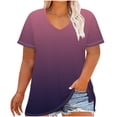 thumbnail image 3 of Swuxness Women Short Sleeve Plus Size T Shirts, Spring and Summer Casual Tops, Ladies V-Neck Printed Comfortable Fashion Loose Pullover Tee Beige, XXXXXL, 3 of 5