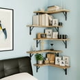 thumbnail image 5 of Fairy Corner Floating Shelves, Rustic Wood Wall Shelves, Set of 5, 16.1x11.4 inches, Carbonized Black, 5 of 7