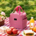 thumbnail image 4 of Pink Portable Cooler Carrier, Insulated Lunch Bag, Picnic Bag, Tote Bag with Lunch Compartment, Thermal Bag, 10X10X5.5 in Zippered Oxford Fabric Handbag, Reusable Leak-Proof Lunch, 4 of 7