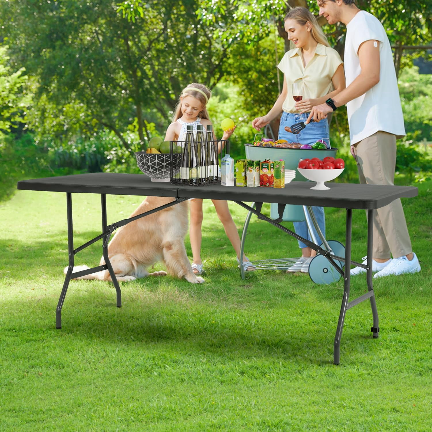 PayLessHere, Folding Picnic Table, Outdoor, 6FT, Black - Walmart.com