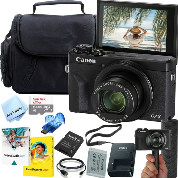 Canon PowerShot G7 X Mark III Digital Camera, Kit with Accessories: 64GB Memory,Case, Grip, Software, & More (International Version)