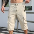 thumbnail image 4 of Under 10 dollars! Mens Cargo Capri Pants Casual Drawstring Elastic Waist Capris Lightweight Athletic Workout Pants with Pockets, 4 of 9