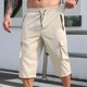 thumbnail image 4 of Ceisia Men's Gift Cargo Capri Pants Relaxed Fit Mid-Rise Elastic Waist Lightweight Zipper Side Pockets Drawstring Pants, 4 of 9
