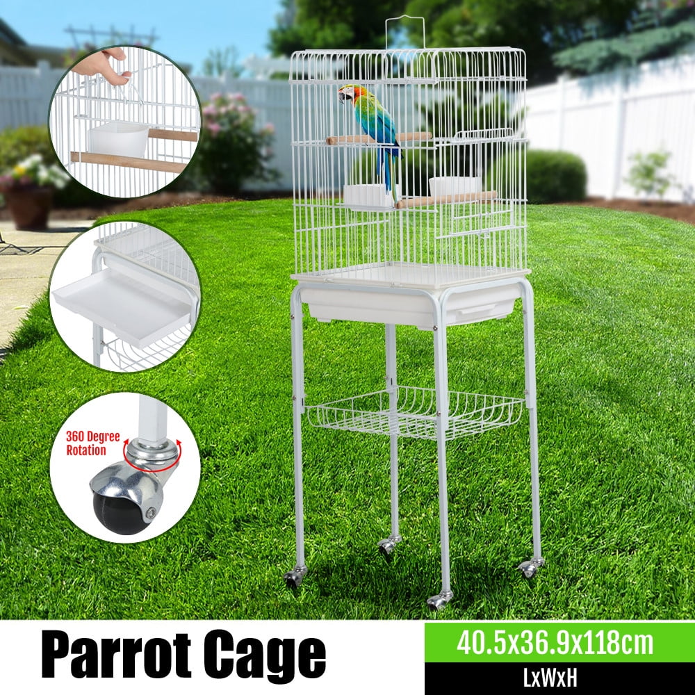 Topeakmart 46.5" Metal Rolling Bird Cage Parrot Finch Aviary Pet Perch