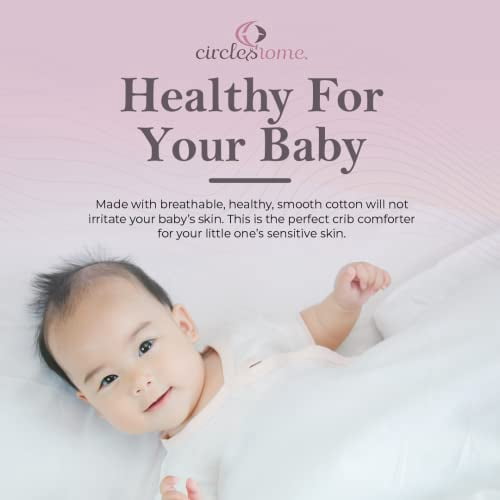 CirclesHome Crib Comforter - Soft and Breathable Toddler Comforter with Square Shape Quilting Design - 100% Cotton - Woven with 200 TC - (37 x 52)