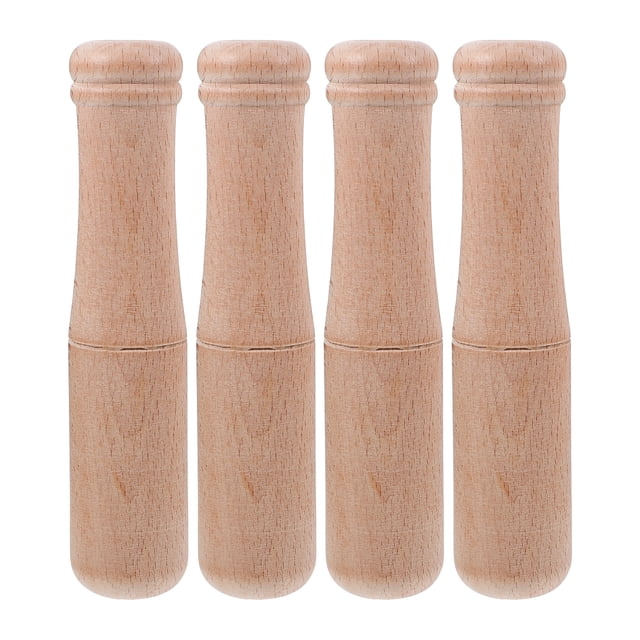 4pcs Wooden Pestle Handheld Garlic Crusher Ginger Grater Multi-Use Kitchen Grinding Tool Wooden Grinding Rods Food Mashing Rods