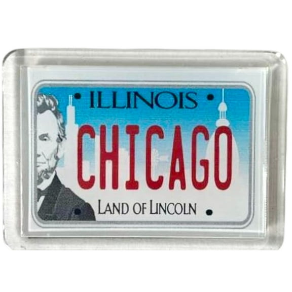Chicago Illinois License Plate Acrylic Small Fridge Collector's Souvenir Magnet 2.35" X 1.75"