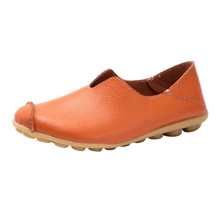 

Mepaouo Leather Casual Shoes Solid Color Fashion Lightweight Running Shoes Slip On Dress Oxfords