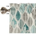 thumbnail image 5 of 3 Piece Teal Leaf Kitchen Curtains, Tier and Valance Rod Pocket Window Curtains Set Geometric Olive Leaf Bohemian Abstract Cafe Curtains for Kitchen Valances Window Treatment 54X18in+27x36in×2, 5 of 5