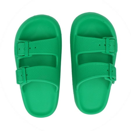 

XWQWJH Double Buckle Sandals Adjustable for Women Men Flat Sandals Pillow Cloud Slippers Comfort Slide Waterproof Slip-on Shower Shoes Seaside