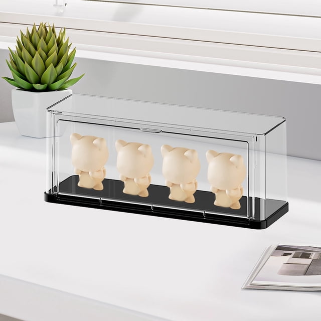 Xdegoge Clear Stackable Plastic Storage Bins with Stackable Figurine Display Box Dusts Proof, Acrylic Display Cases with Magnetic Door, Large Figures Collectibles Showcase Easter Party Supplies
