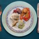 thumbnail image 3 of Platos de Cargador Redondos de 13 Pulgadas, Paquete de 6 Cargadores de Plástico con Patrón de Anillo para Platos de Cena, Juego de Platos de Cargador Vintage a Granel para Bodas, Turquesa, 3 of 4