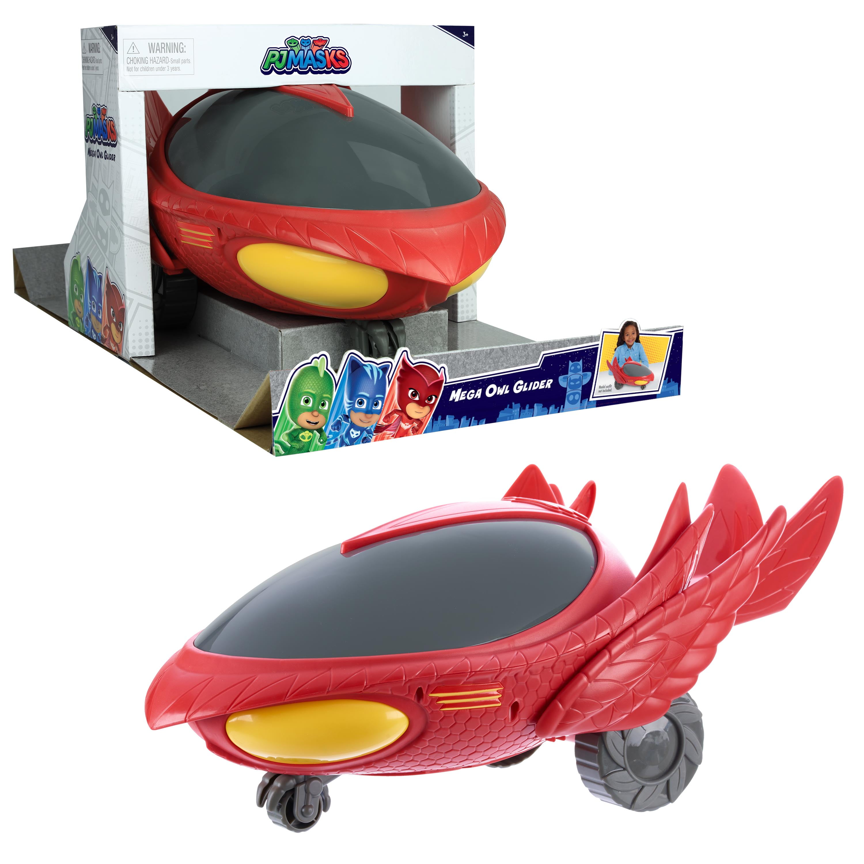 19 Inch Long PJ Masks Mega Vehicles Owl Glider Giant Toy Car Red PJ Mask 8 Inch Tall