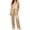 Beige, variant on Satin Pajama for Women 2 Piece Loose Pants Short Sleeve Basic Tops Soft Loungewear Sleepwear Pjs Sets Brown L