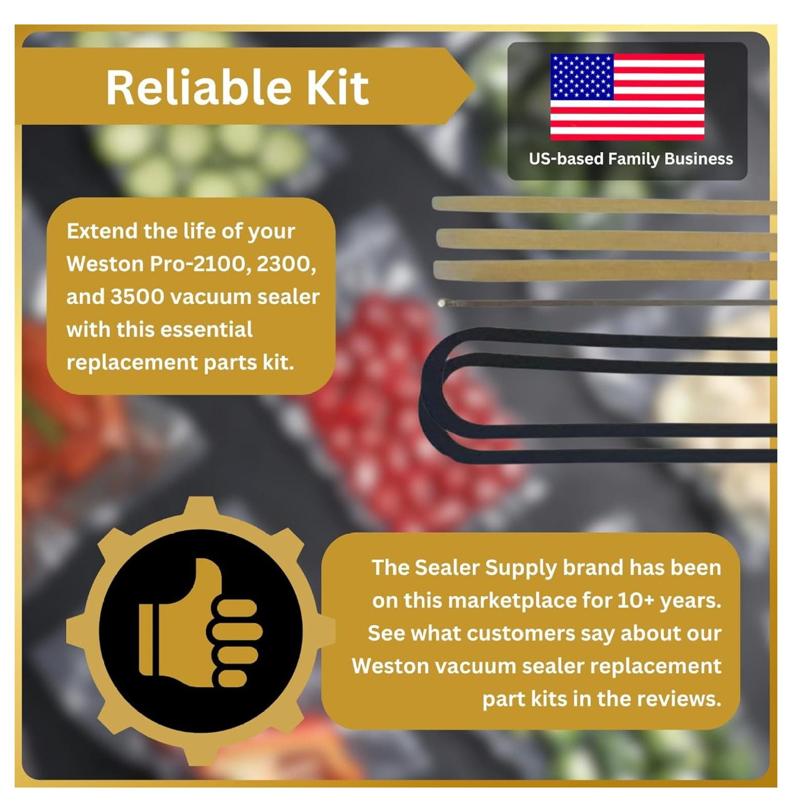 Vacuum Sealer Parts Kit Compatible with PRO-2100, PRO-2300, PRO-3500 - Seals & Tape