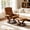 Brown-Massage, variant on AVAWING  Recliner Chair w/ Ottoman, 360° Swivel Reclining Chair w/ Wood Base, Indoor, Black
