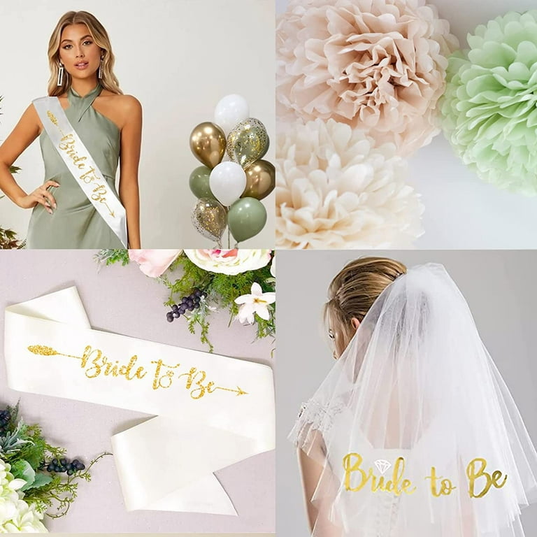 SPECOOL Olive Green Bachelorette Party Decorations Naughty, Sage Green Gold  Bridal Shower Party Decor and Supplies Kit - Bachelorette Veil, Bride To Be  Sash & Green Gold Beige Balloons 
