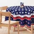 thumbnail image 3 of 4th of July Tablecloth Round 60 x 60 inch Memorial Day Patriotic Table Cloths Waterproof American Flag Table Cloth for Round Table, 3 of 6