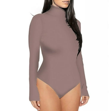 Autumn and Winter Women's Color Leotard Long Sleeve Turtleneck Bysuit Slim High Neck Jumpsuit