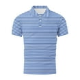 thumbnail image 5 of FRSASU Polo Shirts for Men Long Sleeve Striped Printing Tops Summer Casual Loose Shirt Light Blue M, 5 of 5